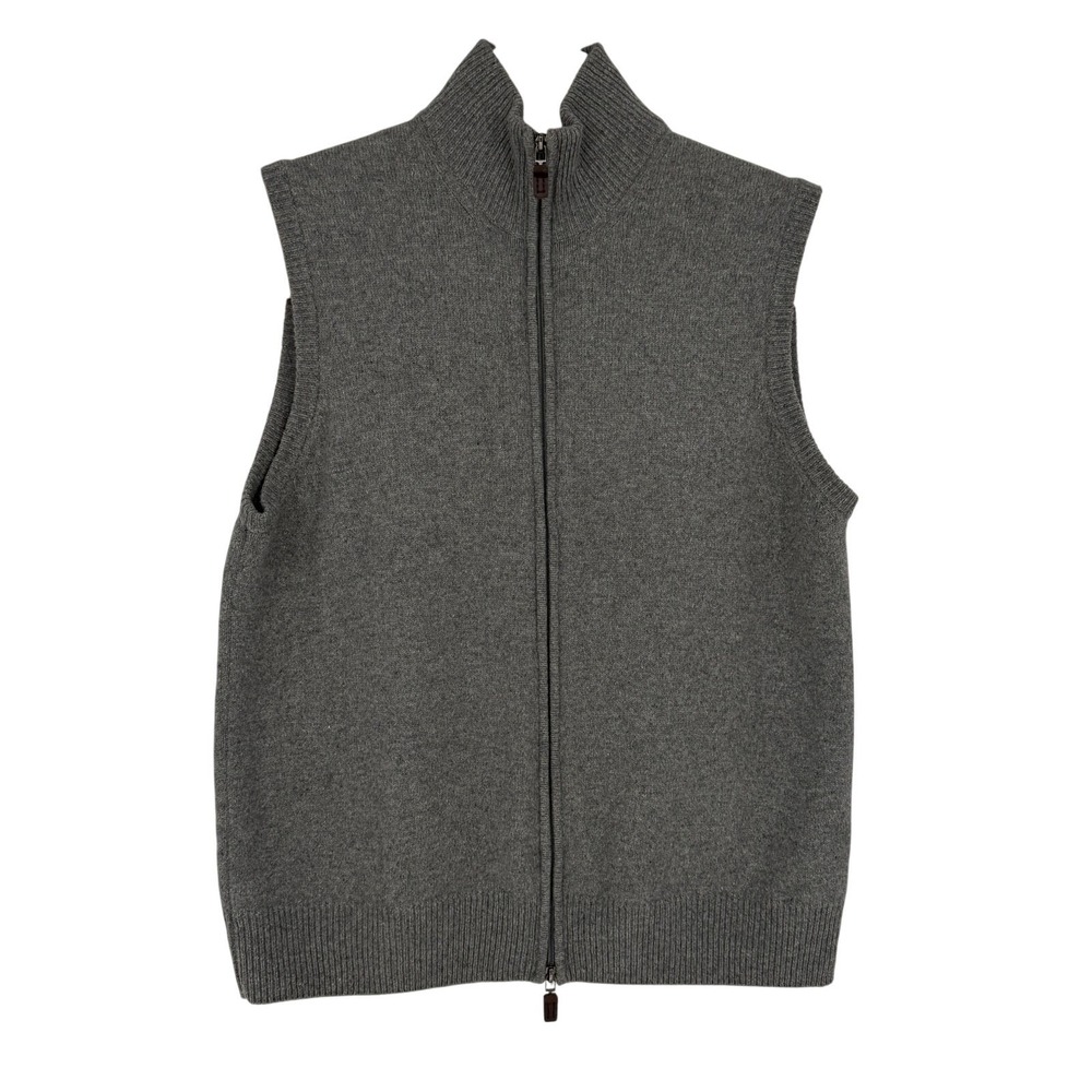 T. HARRIS Wool Sweater Vest Large Gray Traditional British Style Classic